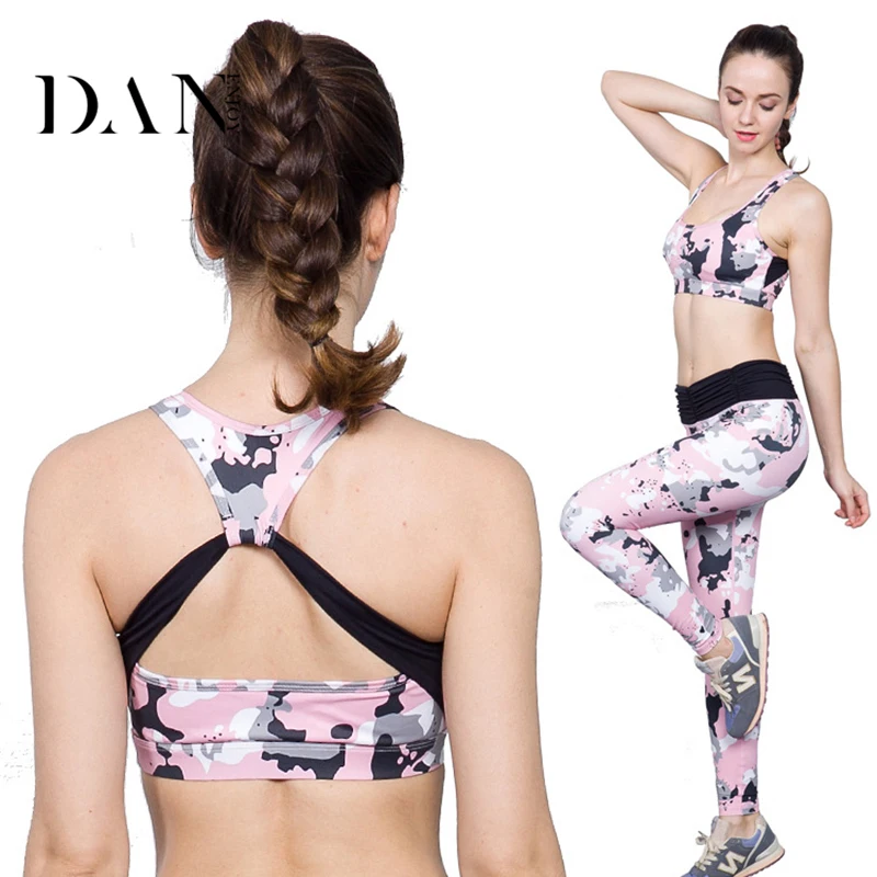 Danenjoy 2017 Chic Camo Спортивный Бюстгальтер Для женщин спортивные Нижнее Бельё для