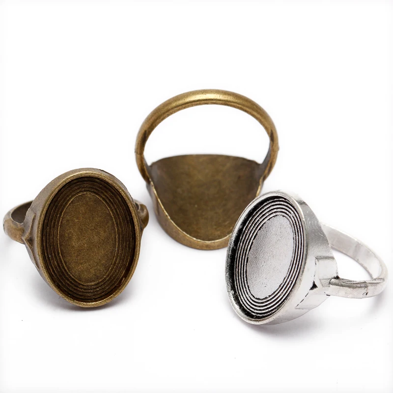 20 шт./лот старинный стиль античное серебро/кольцо цвета античной бронзы подходит