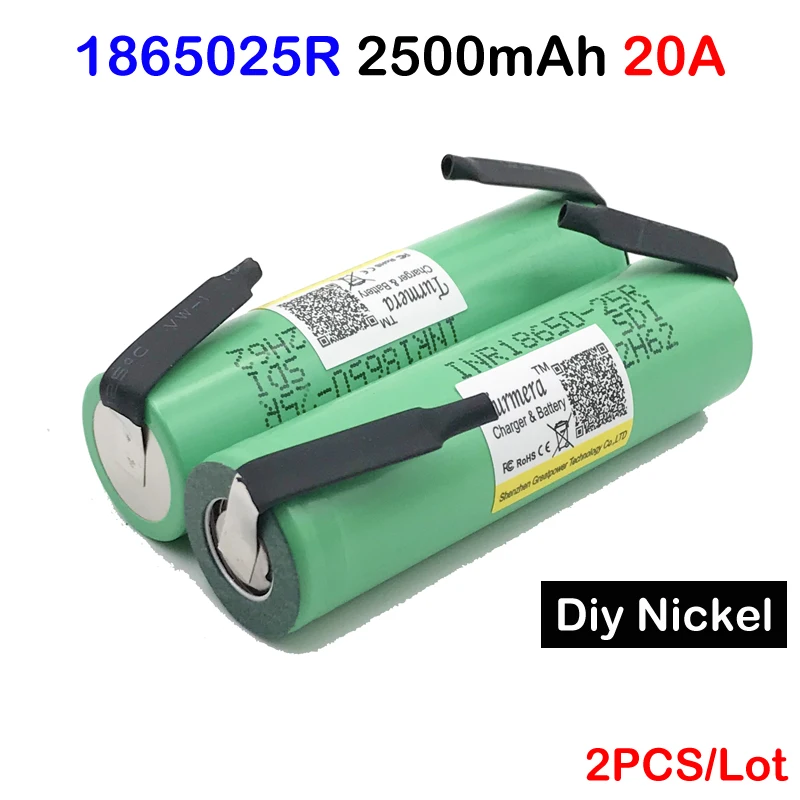 18650 батарея inr18650 25r 20a 2500 mAh mah для ecig батареи электроинструменты с diy никелем|18650