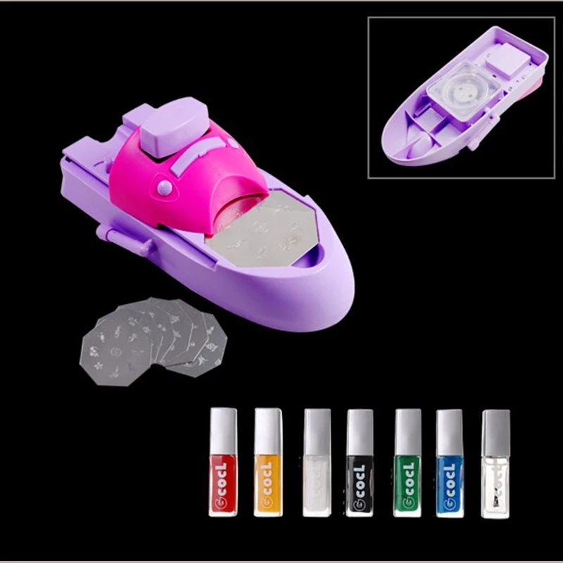 Принтер для дизайна ногтей DIY шаблон печати маникюрный аппарат штамп набор с