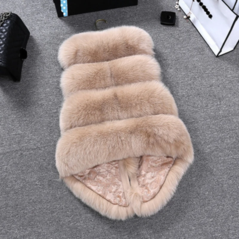 Женский жилет из искусственного лисьего меха размера плюс S ~ 4XL осенне-зимний