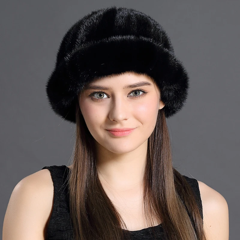 Меховая Панама из меха норки модная зимняя однотонная утолщенная Защитная шапка