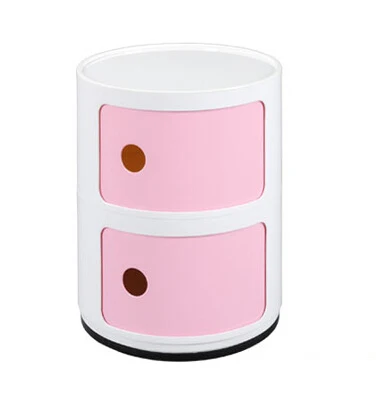 WHITE C PINK D Минималистический современный дизайн пластиковые круглые классические шкафы для хранения, маленькие многофункциональные шкафы для хранения с ящиком, прикроватный столик 1 шт - Цвет: WHITE C PINK D