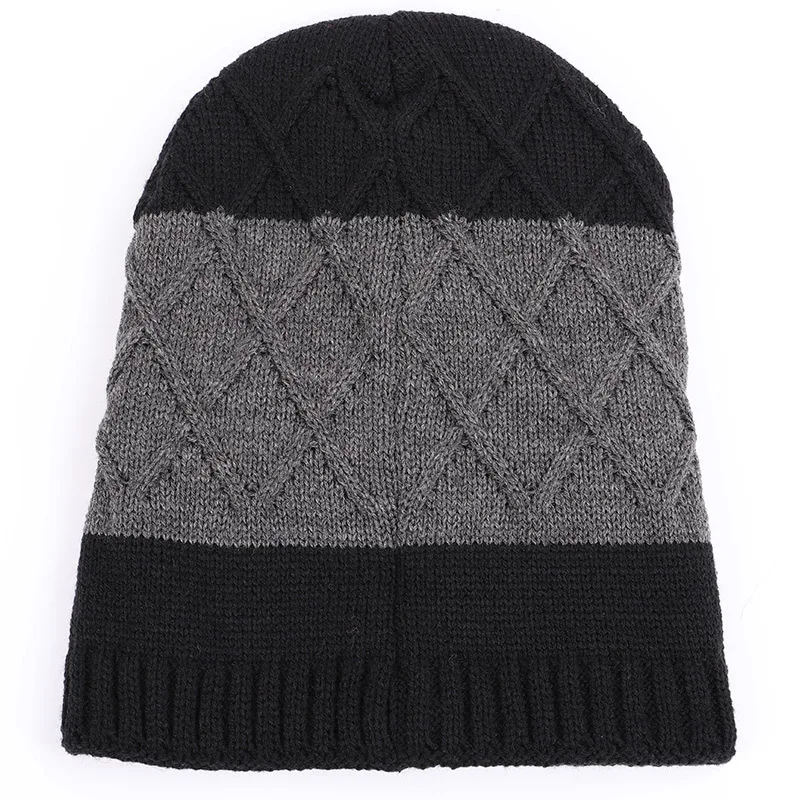 2018 Winter Patchwork Wool Knitted Hat Male Brand Fashion Flocking Unisex Hip Hop Skullies Beanies Thick Warm Caps Female |