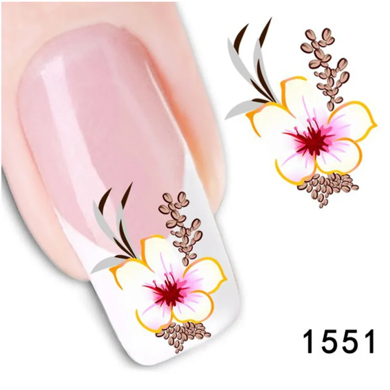 Bittb 3 листа украшения для ногтей Фиолетовый Белый цветок клей накладных