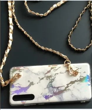 Роскошный чехол для телефона с лазерным мраморным кольцом для samsung galaxy S10 S9 S8 plus note9 note8 note10 pro s10e s7 edge с цепочкой через плечо - Цвет: with long strap2