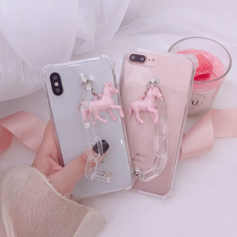 Hazy beauty Cartoon Horse Pattern Phone Case For iPhone X 8 Plus Silicone Transparent Cases 6 6S 7 Back Cover |