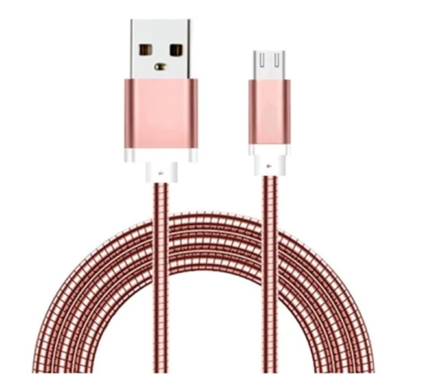 Розовый LASaiER нержавеющая сталь металл 2A Micro USB быстрая зарядка кабель синхронизации данных для samsung S6 S7 зарядный Дата кабель синхронизации плетеный провод - Цвет: Розовый