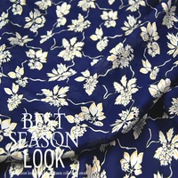 leolin 12 mm navy cyan white flower 100 silk created creme crepe spring summer dress shirt half skirt fabric fabric 50cm