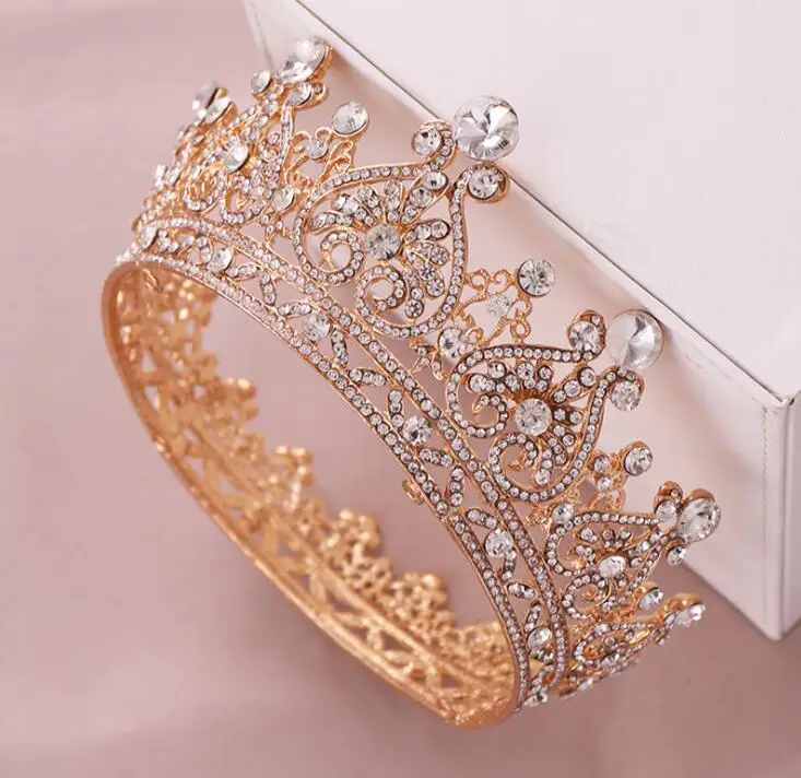 Золотой кристалл тиара для свадебной прически женские аксессуары волос горный