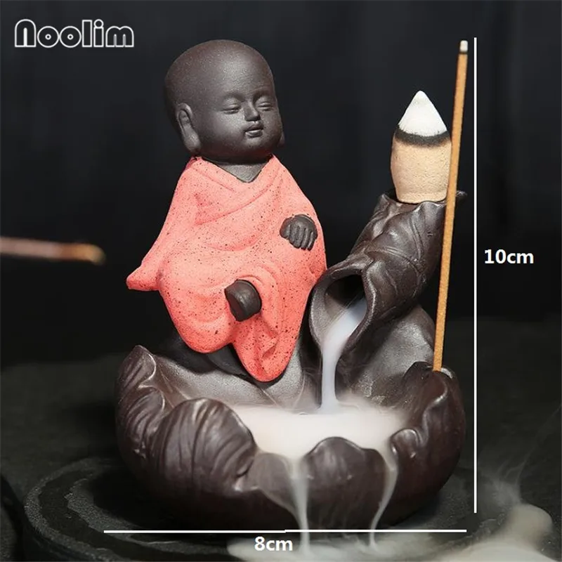 Zen Little Monk горелка для благовоний с обратным потоком фиолетовая глина домашний