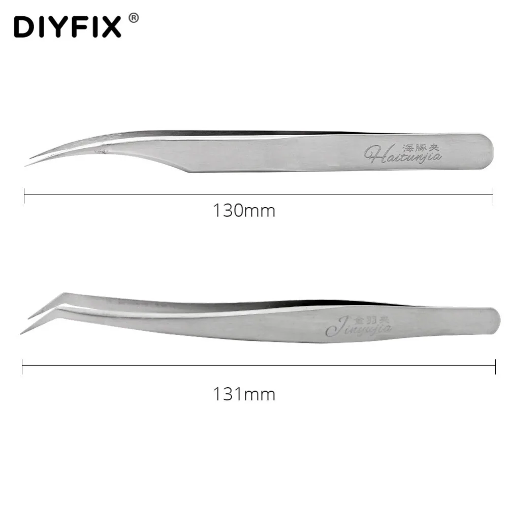 2 шт. антистатические щипцы DIYFIX прецизионные из нержавеющей стали тонкие