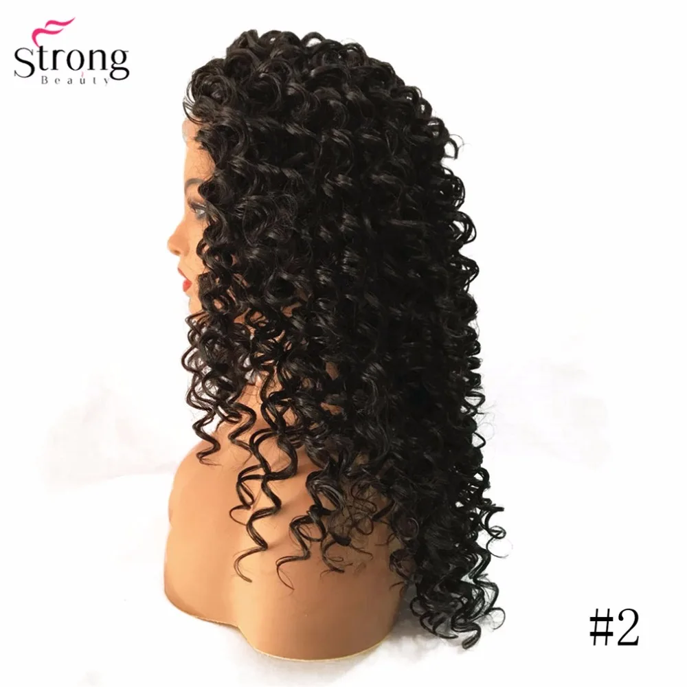 StrongBeauty синтетические волосы на кружеве Искусственные парики коричневый/черный длинные нахальный вьющиеся волосы шиньон синтетическ