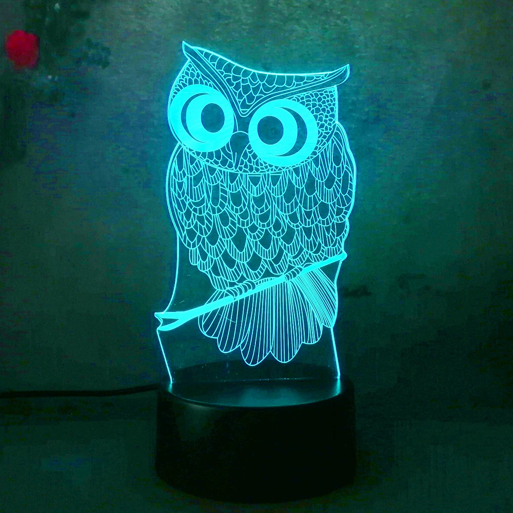 Best продать светодио дный LED настольная лампа ночник Сова RC удаленного 7 цветов