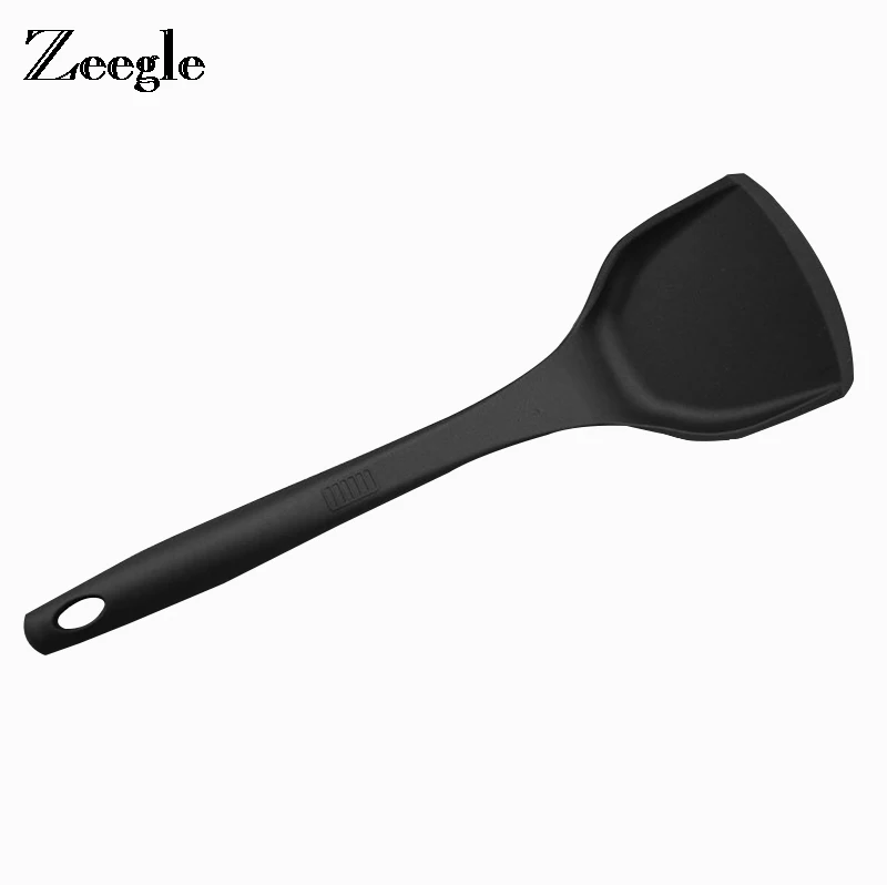 Zeegle антипригарной Силиконовые щелевые Лопатки для переворачивания горшок лопатой Пособия по кулинарии шпатель жареные лопатой Гибкая силиконовая сковорода Тернер шпатель