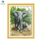 Набор для вышивания крестиком Joy Sunday с изображением слона, матери и сына, 14ct и 11ct, ткань с тиснением для удобного рукоделия