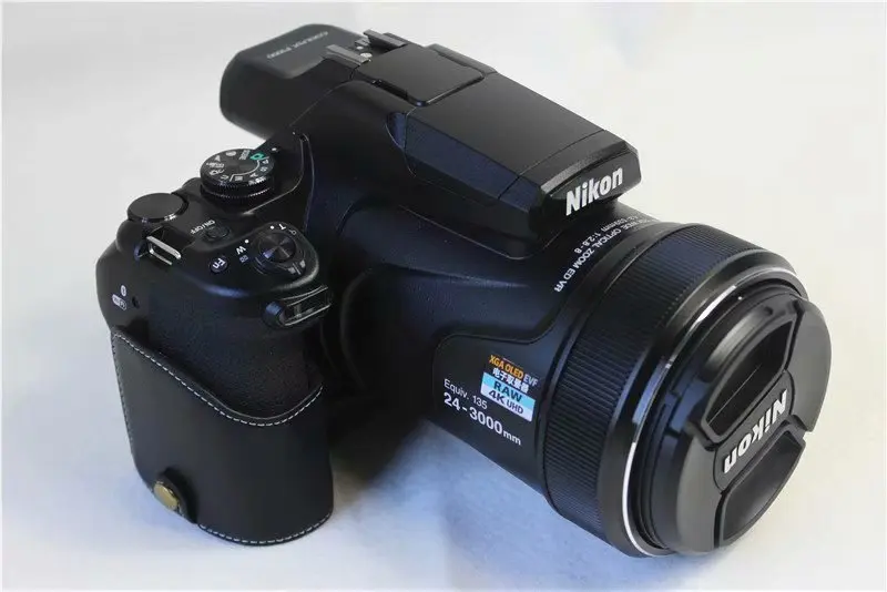 Из натуральной воловьей кожи корпуса для половины камеры база для Nikon P1000(любой объектив) с отверстием батареи+ Натуральная Ручная Веревка
