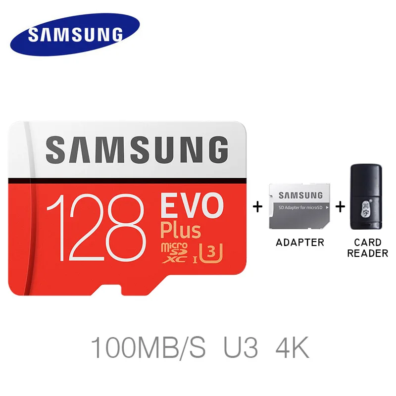 128gb with reader SAMSUNG карта памяти Micro SD слот для карт памяти 128 ГБ Class10 высокое Скорость TF карты C10 100 МБ/с. SDXC UHS-1 сим-карты для смартфонов/экшн-камеры go pro - Емкость: 128gb with reader