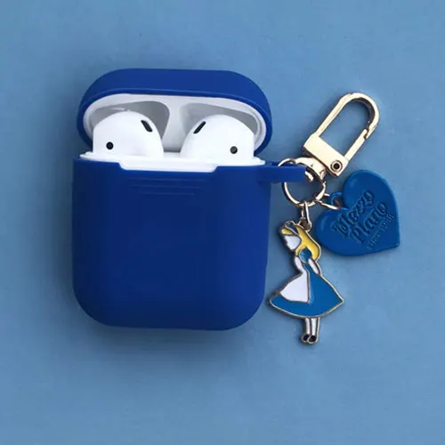 Blue Девушка мультфильм милый силиконовый чехол для Apple аксессуары для airpods Bluetooth чехол для гарнитуры наушников коробка украшение крышка брелок - Цвет: Blue