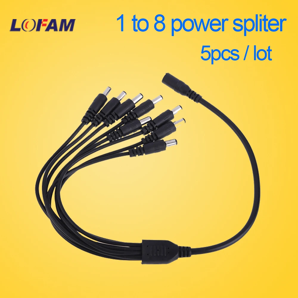 

LOFAM 5pcs a lot High Quality DC 1 To 8 Power Splitter Cable 1 Female to 8 Dual male cord for CCTV Camera Surveillance recorder