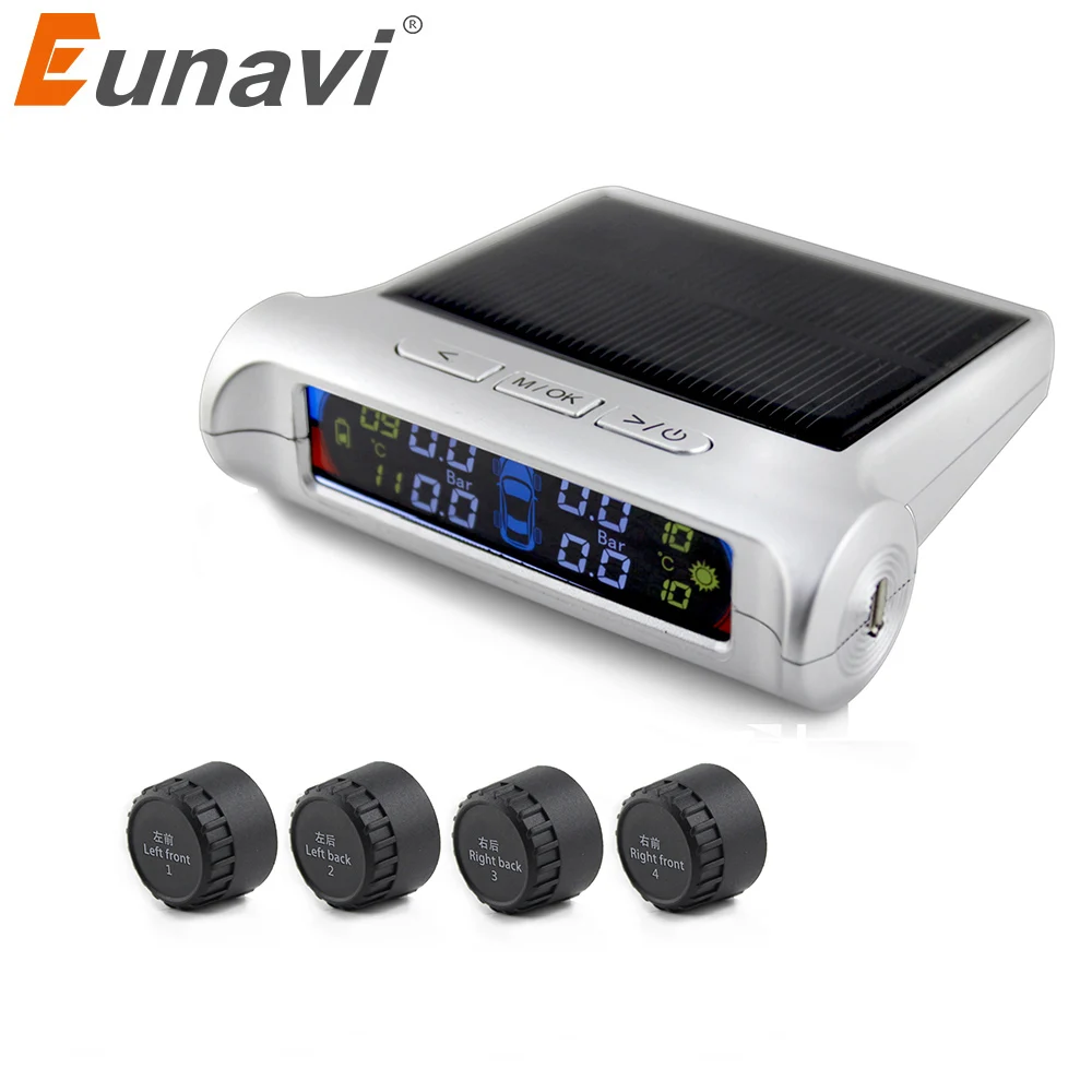 Eunavi Smart Car TPMS система контроля давления в шинах солнечная энергия зарядка