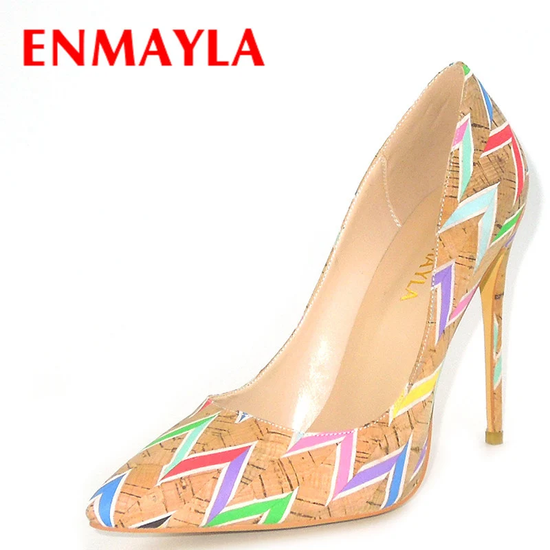 

ENMAYLA Sexy Ladies Supper High Heels Mixed Colors Pumps Women 2020 Plus Size Chaussures Femmes Shoes Woman Poined Toe Pumps