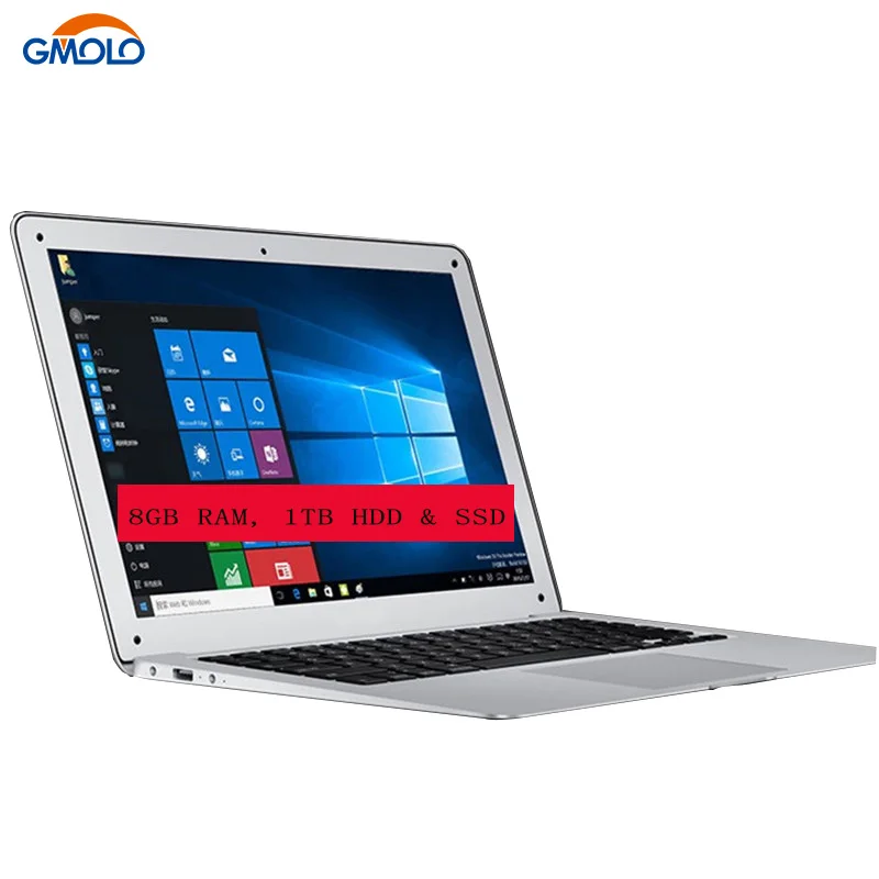 GMOLO бренд 1" 8 ГБ ОЗУ 1 ТБ HDD и дополнительный SSD ультра тонкий ноутбук HD экран Pentium N3520 четырехъядерный