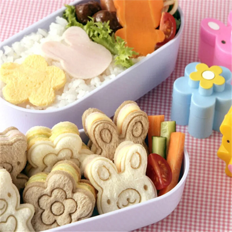 

Hot Cute Sandwich Cutters Mini Cookie Cutter Shapes Set For Kids Plastic Bento Cutter Tool Molds Bread Biscuit Embossed Device