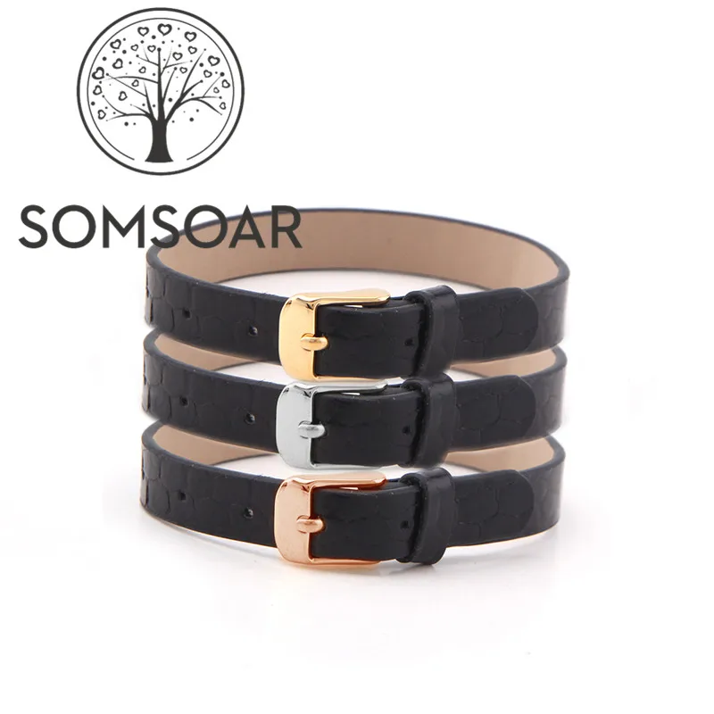 Somsoar ювелирные изделия черная змеиная кожа натуральная обмотка браслеты