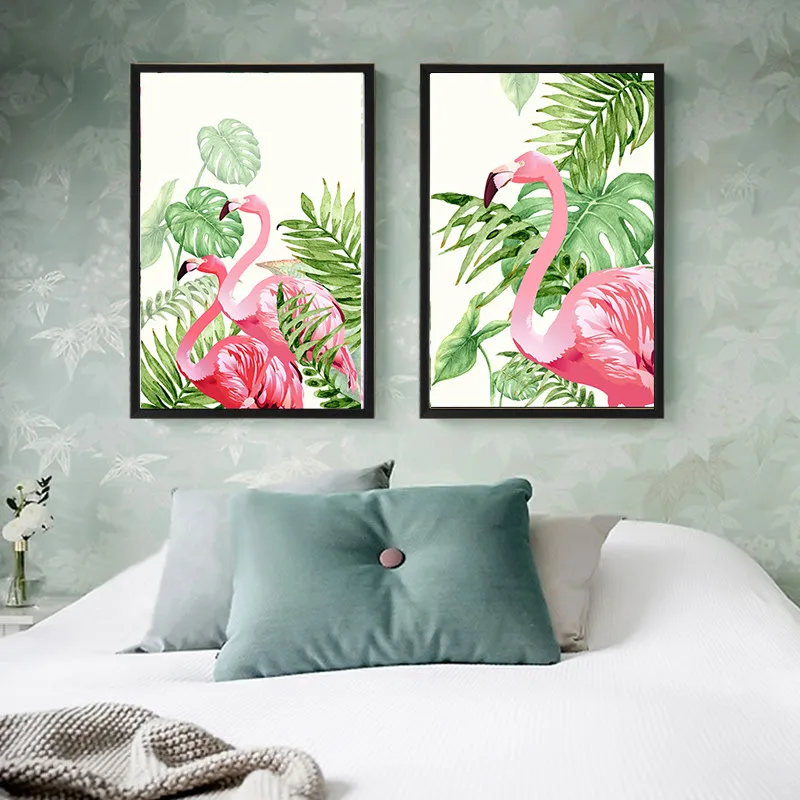 Home Decor Nordic Canvas Painting Pretty Animal Plant Flamingo Posters Living Room Bedroom Hotel Wall Pictures Art Prop DIY | Дом и сад