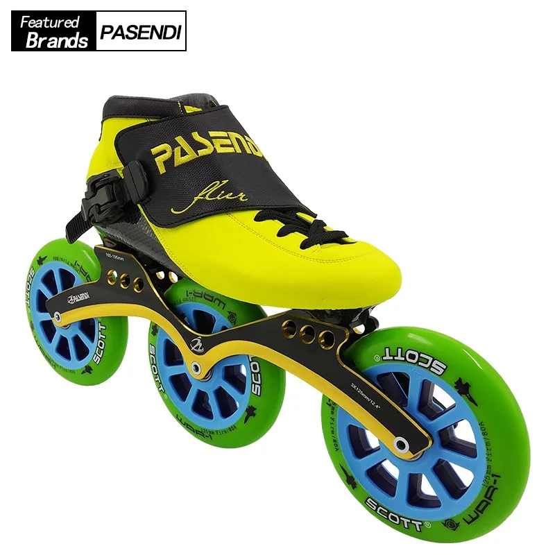 same as picture PASENDI Professional 125 мм колёса скорость катание обувь Роликовые коньки взрослых детские роликовые коньки с расположением колёс в линию сапоги и ботинки для девочек Patine 3x125 рамки для женщин мужчин - Цвет: same as picture
