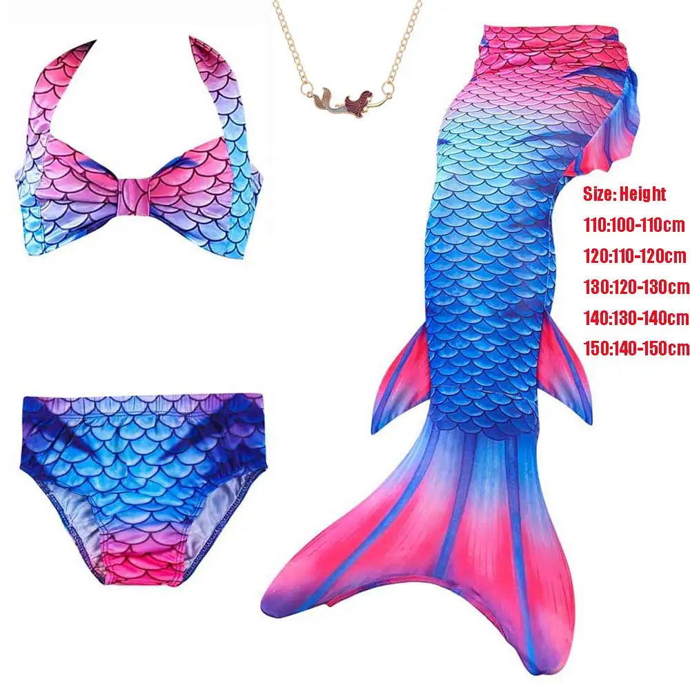 4pcs Costume Set 2 Walkable/купальные костюмы с хвостом русалки с невидимой молнией снизу принцесса Русалка Костюм Купальник ожерелье бутик наряд - Цвет: 4pcs Costume Set 2