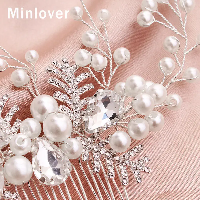 Minlover большой кристалл свадебные гребни для волос головной убор искусственный