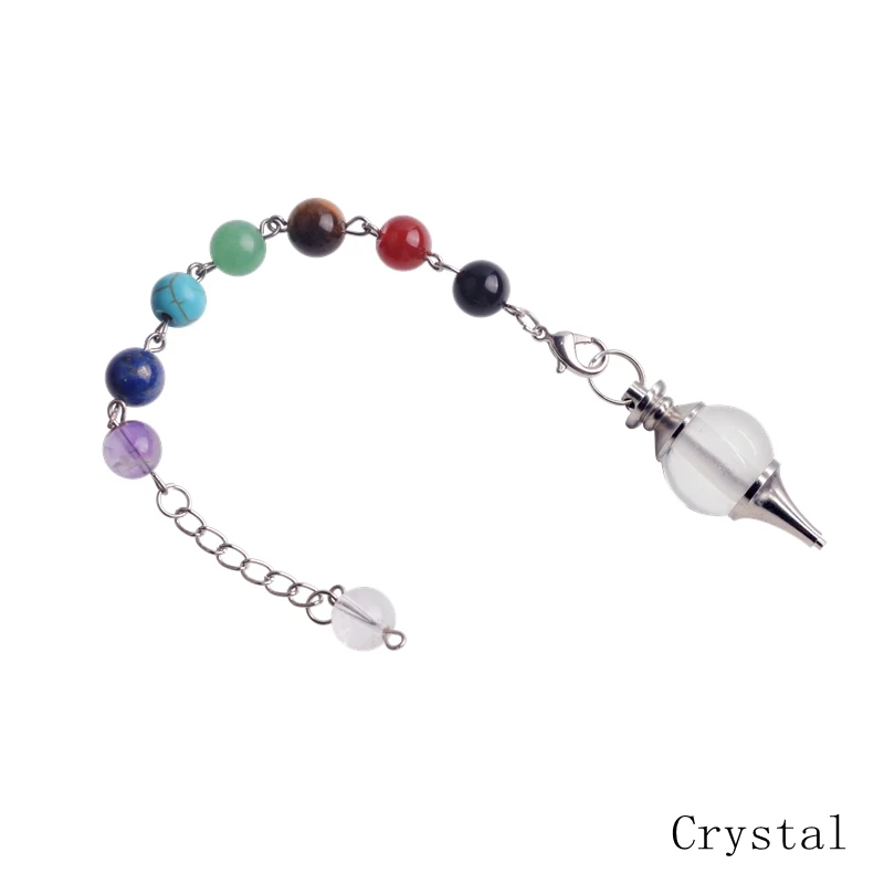 Crystal Натуральные камни 7 chakula Рейки Исцеление подвеска-Маятник из хрусталя женские кулон обработки Yu yoga ювелирные изделия подарок женщине - Окраска металла: Crystal