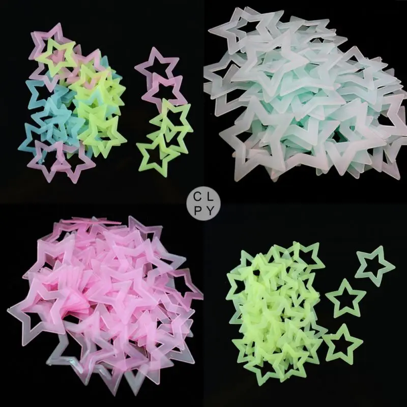 40 шт. 3d светящиеся звезды полые красочные трехмерные флуоресцентные настенные