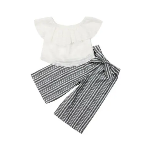 Комплект одежды из 2 предметов для маленьких девочек топ с открытыми плечами