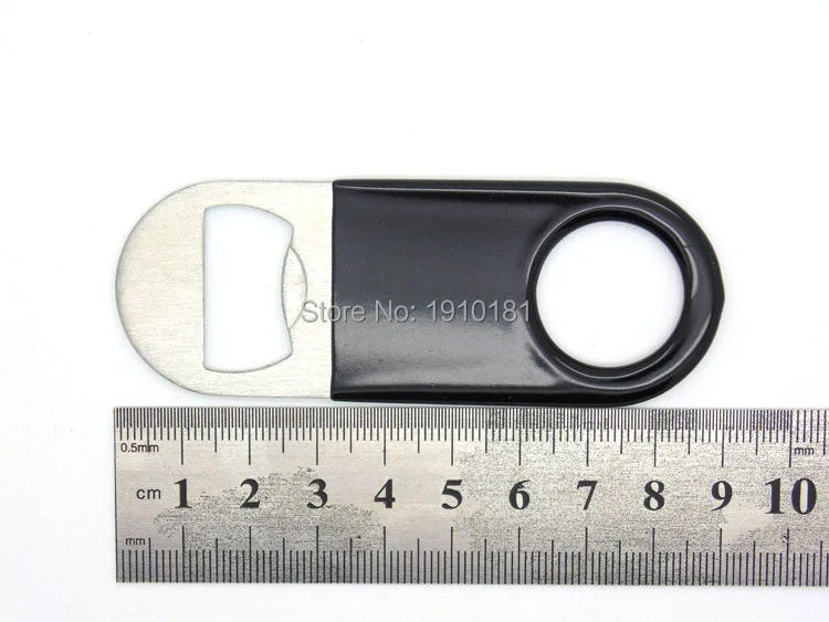 

50pcs/ lot Stainless steel double round head rubber small beer opener Strip beer bottle opener Wholesale beer tools