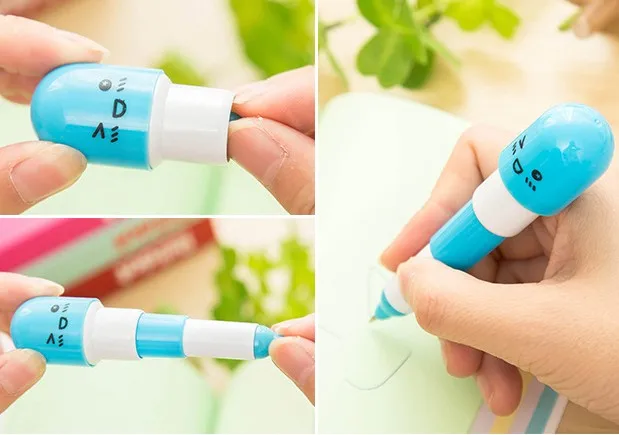 

60 Pcs/lot Cartoon Colorful Flexible Ballpoint pen Capsule pill pen Korean Stationery Creative Child Gift School Office Supplies