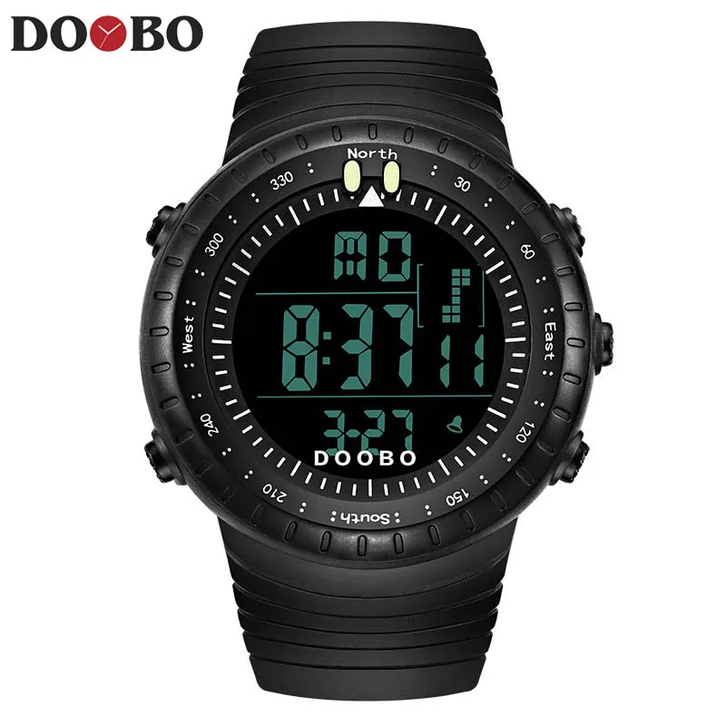 DOOBO, новинка, модные мужские спортивные часы, мужские кварцевые аналоговые светодиодный цифровые часы, мужские военные водонепроницаемые часы, Relogio Masculino - Цвет: D001 black black