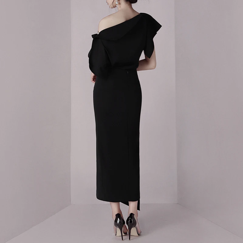 Облегающий комплект INDRESSME летнее платье из 2 предметов Черный Асимметричный топ