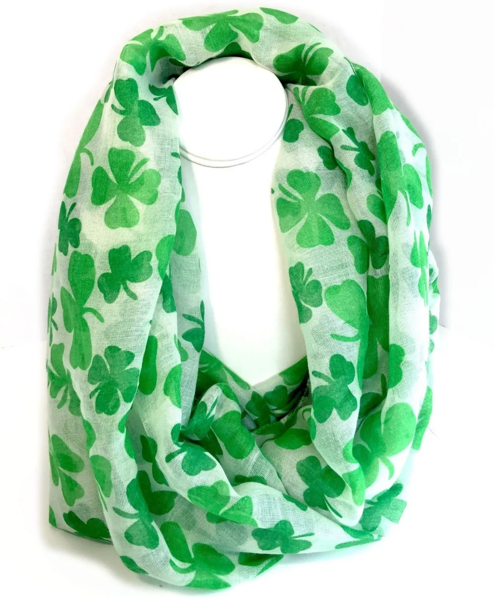 Безграничный шарф Lucky Four Leaf Clover легкий для весны или лета|infinity scarf|scarf scarvesclover scarf |