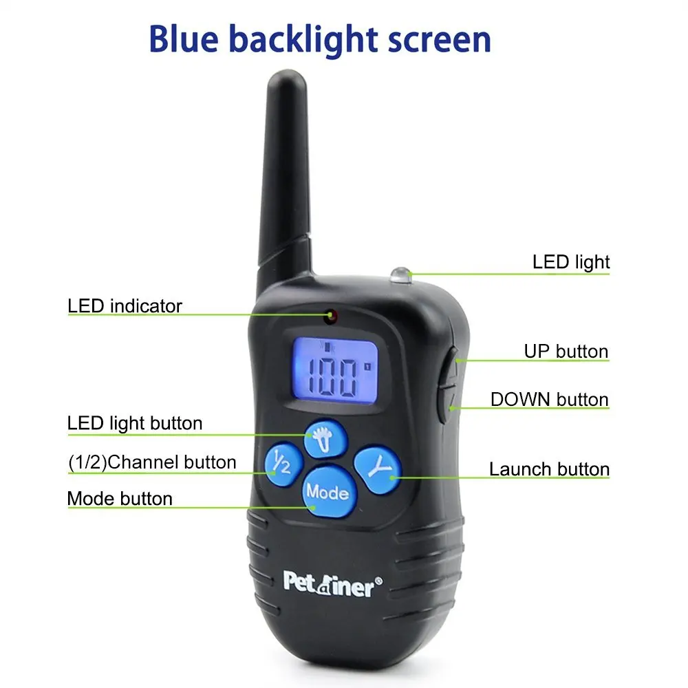 Petrainer 998DRB-2 Remote Control Dog Collar Silicone Button Electric Pet Training Shock For 2 Dogs | Дом и сад