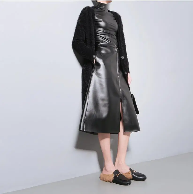 Новинка 2017 Европейская Женская осенне-зимняя футболка из искусственной кожи