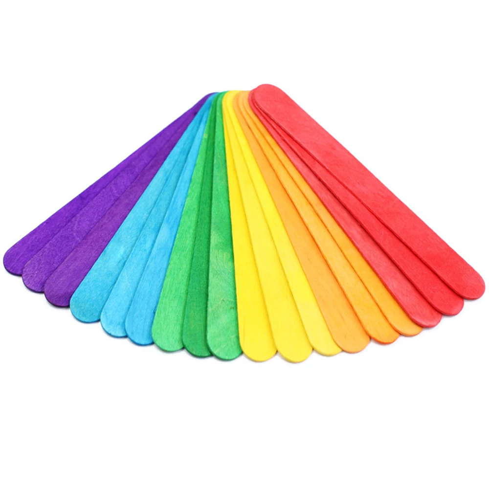 

50Pcs/Lot Eco-friendly Wooden Ice Cream Sticks Natural Wood Popsicle Sticks Kindergarten Kids Toys DIY Handmade Crafts Art Tools