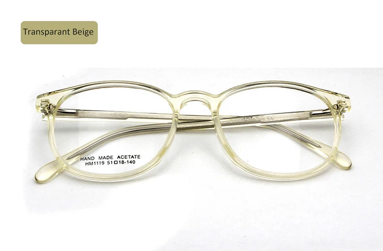 glasses frame beige ESNBIE ацетатные прозрачные очки, оправа для мужчин, круглые винтажные очки, оправа для женщин, зеленые оптические очки для близорукости, Oculos De Grau Feminino - Цвет оправы: glasses frame beige