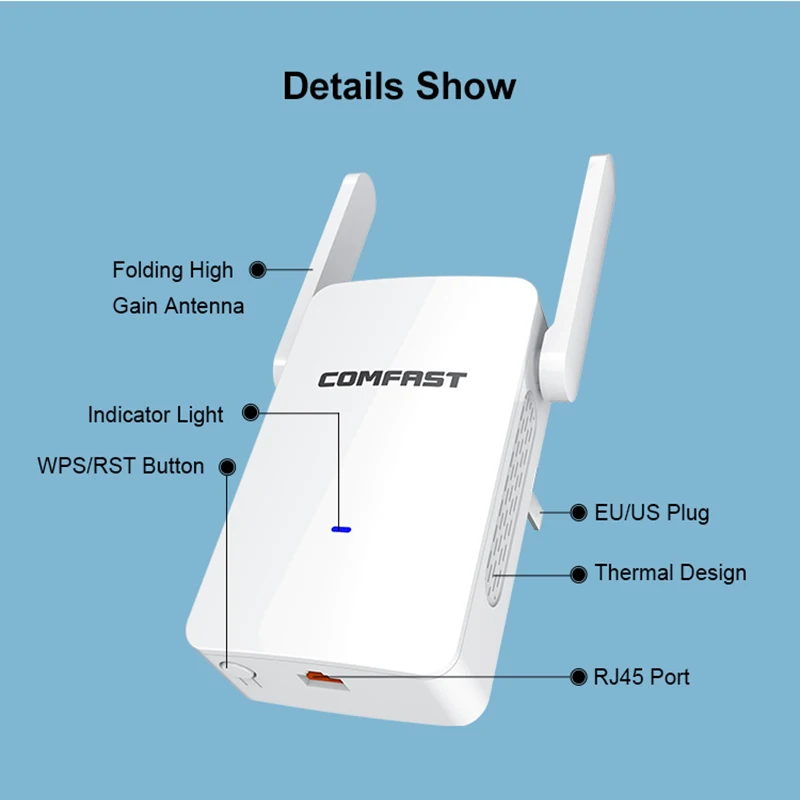 Comfast 1200 Мбит/с усилитель Wi-Fi ретранслятор точка доступа AP сигнал 2 4/Φ беспроводная