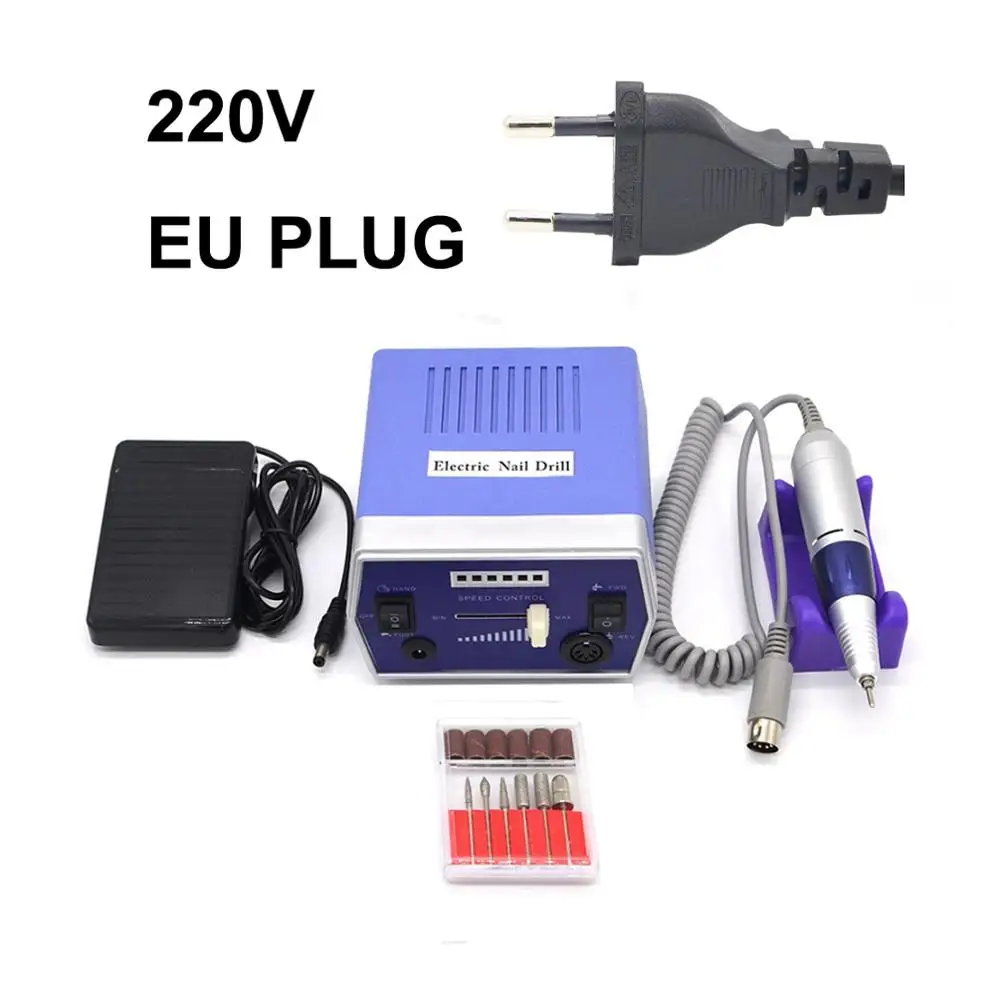 blue EU plug Золотой электрический сверлильный станок для дизайна ногтей, Профессиональный аппарат для маникюра, оборудование для дизайна ногтей, оборудование для педикюра и маникюра - Цвет: blue EU plug