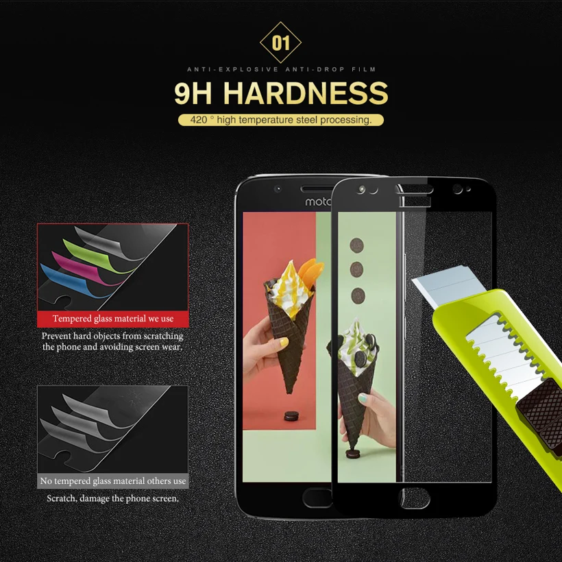 Screen Protectors For Moto E6 G5S Full Cover Protective Tempered Glass For Moto One Zoom Action Macro G8 E6 Play G9 Plus G7 Film
