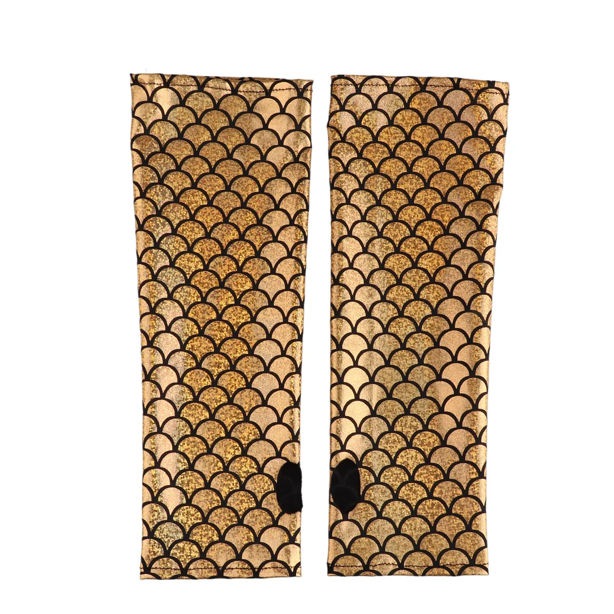 Adult Mermaid Arm Sleeves Gloves Fish Scale Pattern Printed Fingerless Long Gloves Arm Sleeves Halloween Costume Accessory