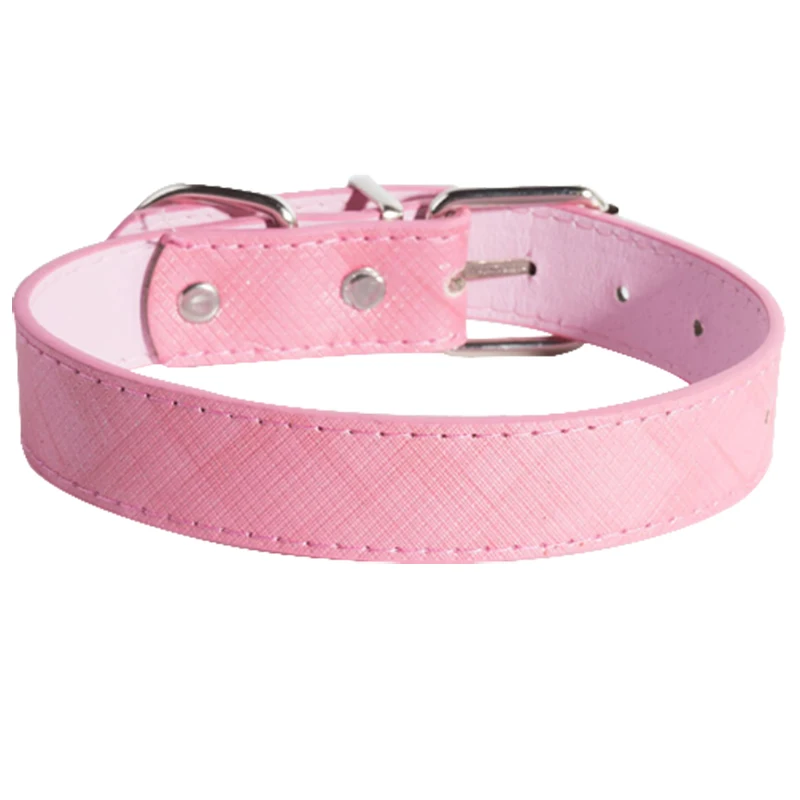 Pink Мода 8 Цвета Регулируемый искусственная кожа Pet ошейник для щенок Кошка Чихуахуа маленькая собака шейный ремень Размеры XS S M L домашних животных - Цвет: Pink